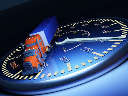 Truck on the speedometer..3d render