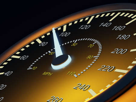 Speedometer of the car on a black background..3d render