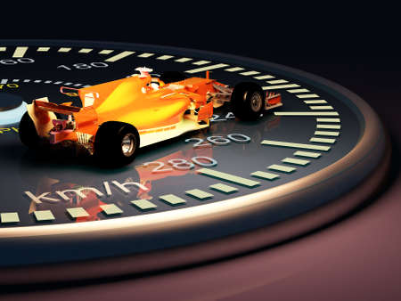 Sports car on the speedometer..3d render