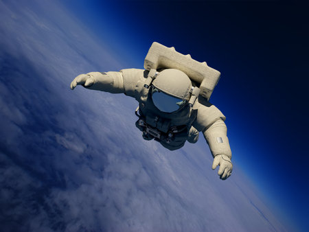 Astronaut in outer space. , 3d renderの写真素材