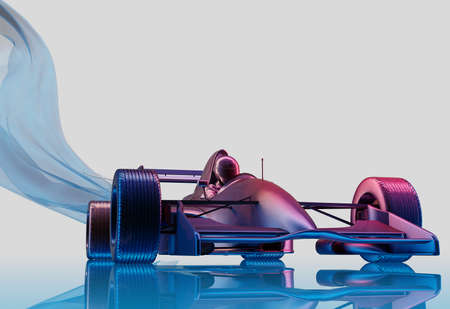 Racing cars on a white background. , 3d renderの写真素材