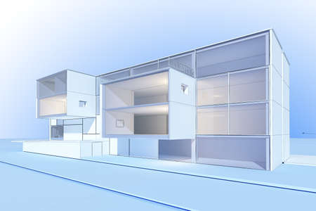 The graphic image of building construction on a white background, 3d render