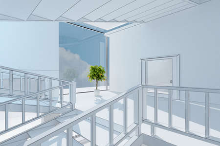 The graphic image of building construction., 3d render