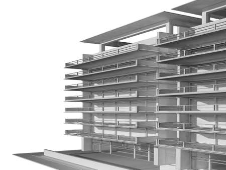 The graphic image of building construction on a white background, 3d renderの写真素材