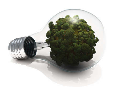 Forest in a light bulb, 3d render