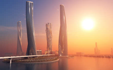 Top view of the city..3d renderの写真素材