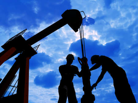 Workers produce oil., 3d render