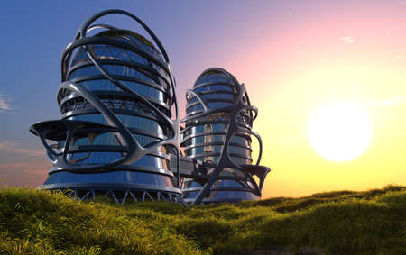 View of the modern city.3d render