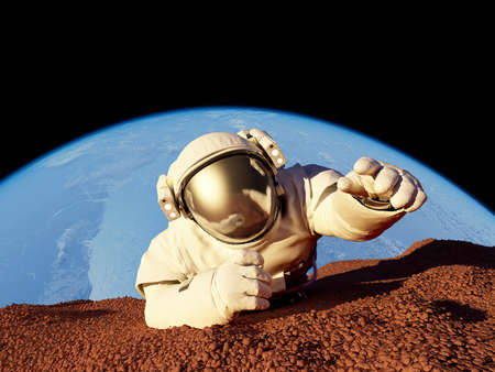 Astronaut on a black background., 3d renderの写真素材