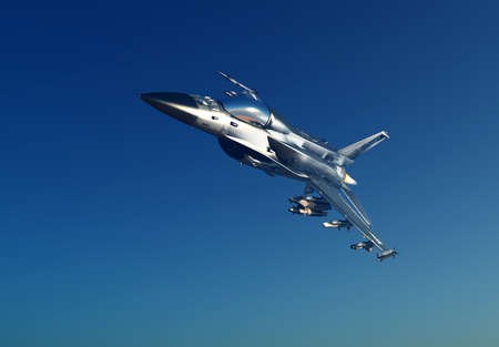 The jet plane on a background of the sky ,3d render