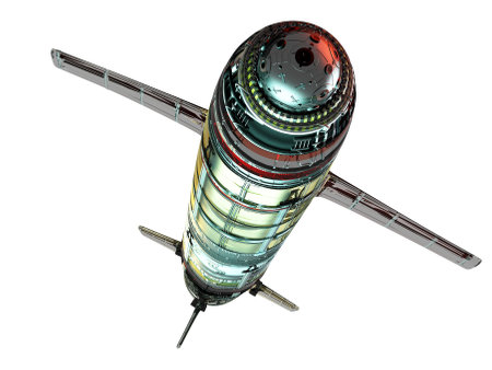 Graphic image of a jet rocket on a white background..3d render