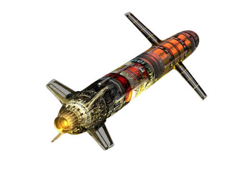 Graphic image of a jet rocket on a white background..3d renderの写真素材
