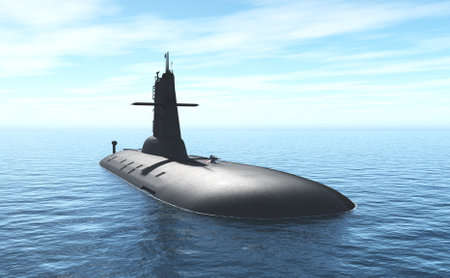 The military ship in the sea .3d renderの写真素材