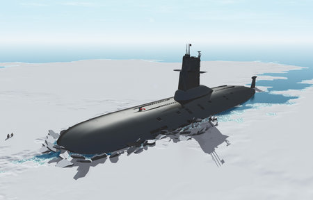 Submarine among the ice. .3d renderの写真素材