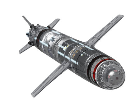 Graphic image of a jet rocket on a white background..3d renderの写真素材