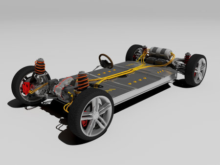 Electric car model on a white background..3d renderの写真素材