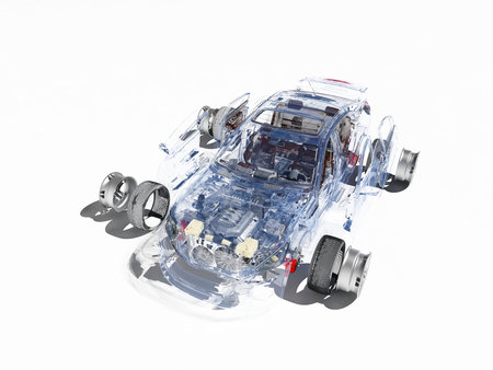 Model cars on a white background.3d renderの写真素材