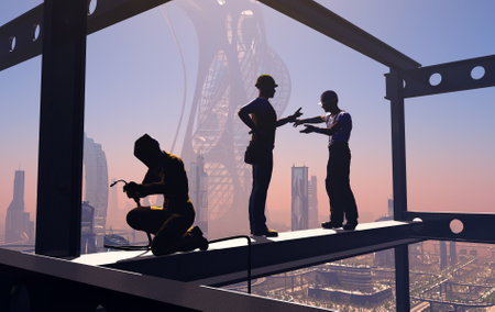 Group of workers talk among themselves.3d renderの写真素材