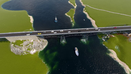Bridge in the landscape. 3d renderingの写真素材
