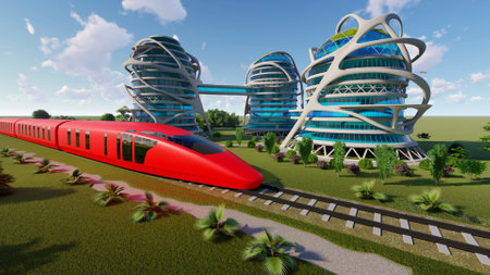 Transport to be by the railway ,3D renderの写真素材