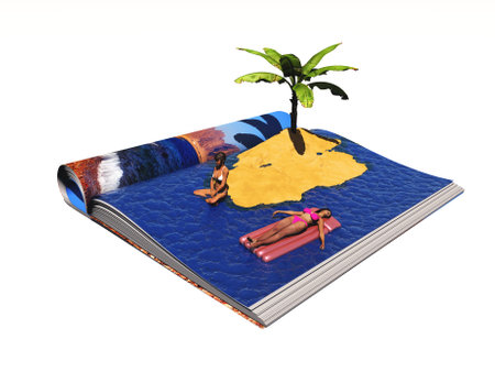 Holidays on the island in the magazine. 3d renderingの写真素材
