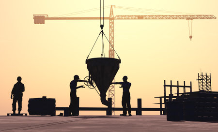 Silhouette of the workers on a background of the sky ,3d renderの写真素材