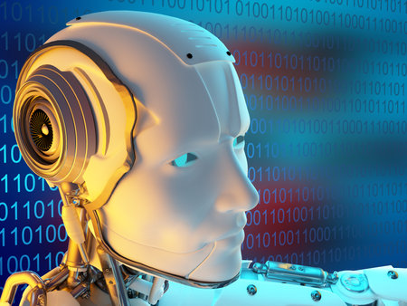 Graphic image of a cyborg., 3d renderの写真素材