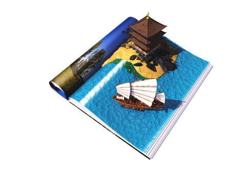 Vintage sailboat on the magazine. 3d renderの写真素材