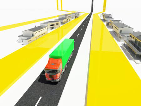 Model and city and roads on a white background. .3d renderの写真素材