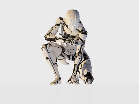 Robot on a white background,3d renderの写真素材