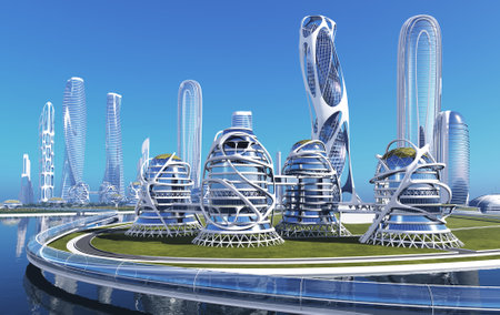 Top view of the city..3d renderの写真素材