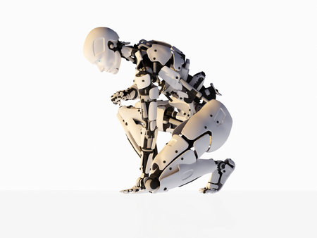 Robot on a white background,3d renderの写真素材