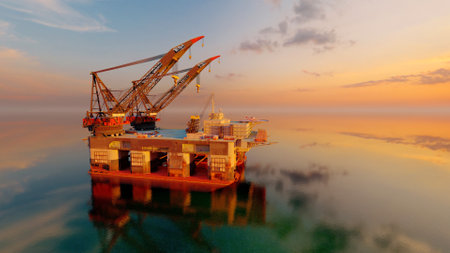 A construction station in the sea..,3d render