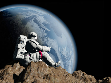 astronaut. are on the planet,"Elements of this image furnished by NASA", 3d renderの写真素材