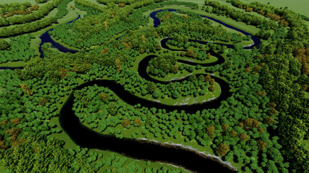 Nature. View from above, 3d renderの写真素材