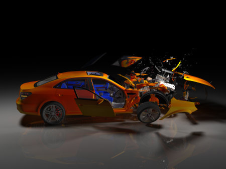 Car accident on a black background.., 3D renderの写真素材