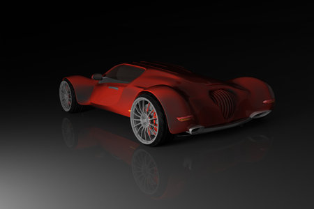 Racing cars on a black background. .3d renderの写真素材