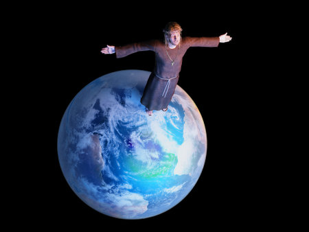 Christ on the background of the planet.3d renderの写真素材