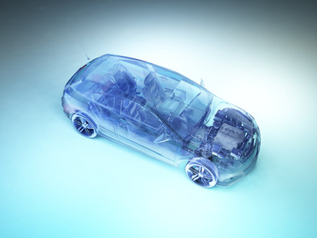 Model cars on a white background.3d renderの写真素材