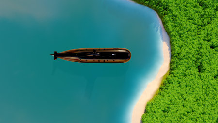The military ship in the sea .3d renderの写真素材