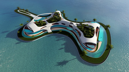 Top view of the city..3d renderの写真素材