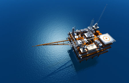 Extraction of oil in the sea..,3d renderの写真素材