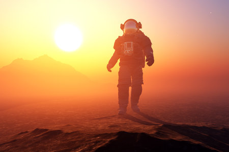 The astronaut on the background of the planet..3d render