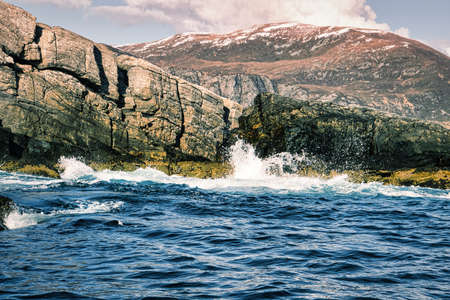 fishing in norway, selje. A paradise for fishing vacations. enjoy the breathtaking landscape by boat. Mountains, sea, fjord and fish.の写真素材