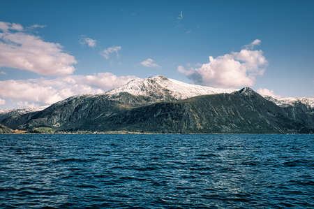 fishing in norway, selje. A paradise for fishing vacations. enjoy the breathtaking landscape by boat. Mountains, sea, fjord and fish.の写真素材
