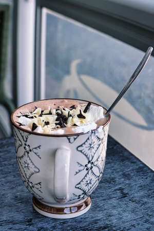 hot chocolate with cream. relaxed enjoyment. the drink for the cold seasonの写真素材
