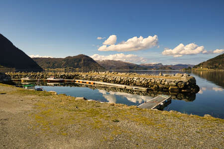 small haven in norway at the fjord. fantastic panorama
