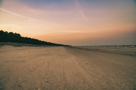 View over the beach on the island of Usedom on the Baltic Sea. Landscape shot of the coastの写真素材