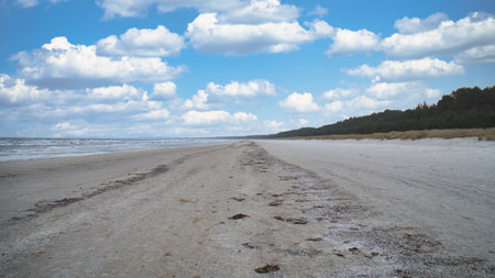 View over the beach on the island of Usedom on the Baltic Sea. Landscape shot of the coastの写真素材