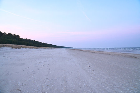 View over the beach on the island of Usedom on the Baltic Sea. Landscape shot of the coastの写真素材